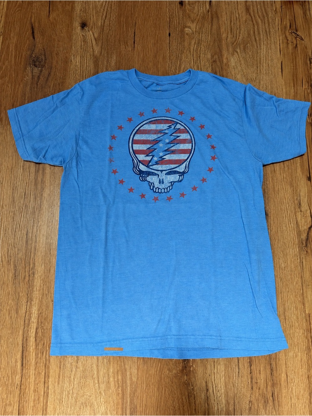 Ripple Junction Light Blue Skull Lightning Graphic Tee